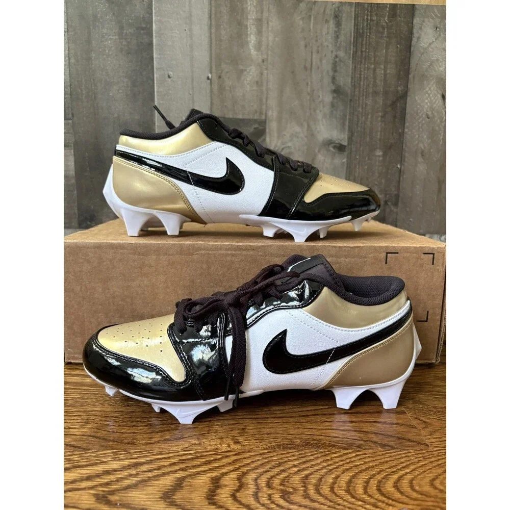 Jordan 1 Low TD Football Cleats Mens Size 11.5 Gold White Black FJ6245-701